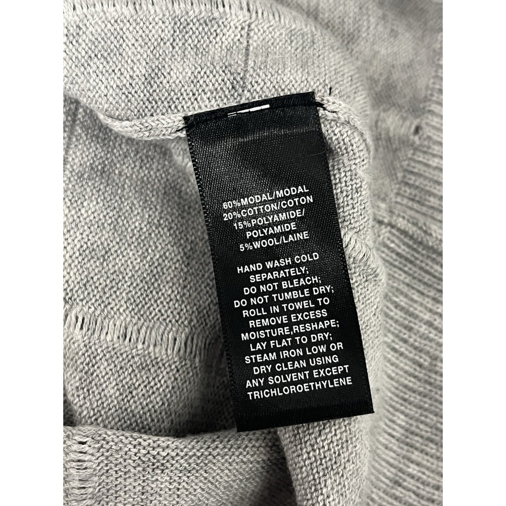Lafayette 148 Gray Half Sleeve Sweater Medium Grid Pattern Cotton Wool Blend - Picture 10 of 11